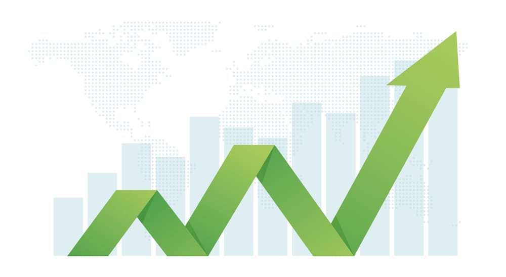 Green colour line moving in upward direction representing digital marketing growth